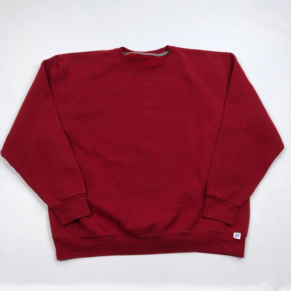 Russell Athletic Vintage Red Crewneck Sweatshirt Mens 2XL Blank V-Stitch